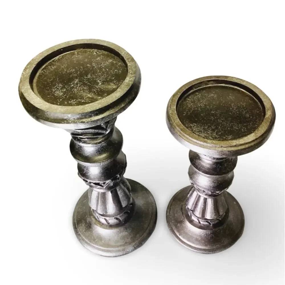 Elements Set of 2 Asst Resin Candle Holders